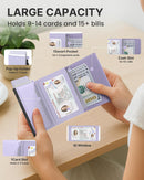 typecase Womens Wallet Card Holder: Pop Up Card Case, Genuine Leather, RFID Blocking, Slim, Minimalist, Thin, Small Size - 9-14 Card Capacity, ID Window, Cash Pocket (Lavender) — 3