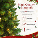 6ft Pre-Lit Slim Artificial Christmas Tree - 260 Warm White LED Lights, 600 Realistic Tips, Foldable Metal Stand - Family & Pet-Friendly, Easy Setup for Holiday Magic — 6