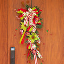 Christmas Wreaths for Front Door, Soomeir 24 Inch Pre-Lit Lighted Led Winter Wreath with Ball and Poinsettias, Holiday Outside Indoors Ribbon Home Ornaments Artificial Wall Decor (Green and Red) — 7