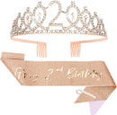 CIEHER 2nd Birthday Crown and Sash, It's My 2 Bday Sash, 2nd Birthday Decorations Rose Gold | 2nd Bithday — 1