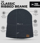 Tough Headwear Ribbed Beanie Hat - Stretch Fit Beanie for Women - Knit Winter Hats for Men - Breathable Knit Caps — 3