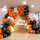 Black White Orange Balloon Arch Kit, 140Pcs Black Orange White Halloween Balloon Garland kit, 18 12 10 5 Inch Different Size Balloons for Halloween Birthday Thanksgiving Day Party Decorations | Black and Oraeng White — 1