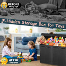 Extra Large Toy Box with Lids, Collapsible Storage Bin, 38"x16"x14",Black — 7