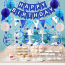 FECEDY Navy Blue Happy Birthday Paper Banner Flag Bunting Circle Confetti Garland Swirl Streamers Honeycomb Ball for Birthday Party Decorations | Navy Blue 2 — 4