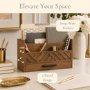 BLU MONACO | Wooden Mail Organizer with Drawer and Compartments | Mail Sorter Organizer Countertop for Desk Entryway | Outgoing Mail Holder Wood Desktop File Storage — 2
