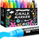 Window Chalk Markers for Glass Washable, 20 Colors Jumbo Liquid Chalk Marker with 15mm 3 in 1 Nib Thick Wide Tips, Big Chalkboard Markers, Car Paint Pen for Auto, Bistro, Mirror, Poster, Blackboards | Neon - 15mm 20Pack — 1