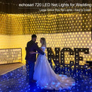 echosari 20Ft x 13Ft Net Lights Outdoor Mesh Lights Plug in with Remote, 720 LED Christmas Net Light IP68 Fully Waterproof for Party Garden Backyard Wall Bush Decor (Warm White) — 7