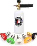 Tool Daily Foam Cannon with 1/4 Inch Quick Connector, 1 Liter, 5 Pressure Washer Nozzle Tips — 1