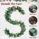 BlessedSeason 9FT Christmas Garland with Lights, Timer Artificial Lighted Garland Indoor for Stairs, Fireplace, 50 Lights Green Garland, Christmas Decoration with Cones & Red Berries & Pine Needle — 2