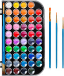 48 Color Solid Watercolor Paint Set with 3 Wooden Brushes for Adults Kids — 1