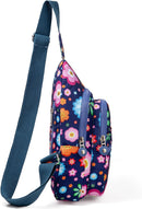 Banelu Small Sling Backpack Crossbody Sling Bag for Women, Cross Body Bag Fanny Packs Crossbody Purses - Blue Flower | D7 Blue Flower — 3