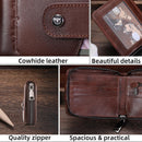 BULLCAPTAIN Genuine Leather Men's Wallet with Zipper T23 (Coffee) — 6