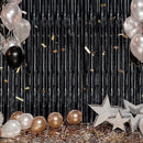 DECOCKRAT 3 Pack Foil Fringe Backdrop - Laser Black Shiny Tinsel Curtains for Party Decoration/Photo Booth Props - 3.3x8.2 FT Metallic Foil Backdrop for Birthday, Wedding, Graduation, Christmas. — 6