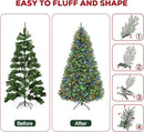 Hykolity 6ft Artificial Prelit Christmas Tree with 250 Multicolor LEDs, Flame-Retardant PVC Branches, 1,032 Tips, 10 Display Modes, Hinged Setup, Foot Pedal and Metal Stand — 7