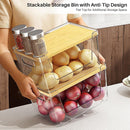 2 Set Pantry Organizer and Stackable Storage Kitchen,Sturdy and Durable Storage Basket for Potato, Onion, Garlic, Fruit, Vegetable, Produce, Clear Plastic Storage with Lid&Handle — 3