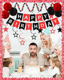 Happy Birthday Decorations, Party Decorations Banners for Men Boys | Black Red — 6