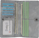 Bveyzi Ultra Slim Thin Leather RFID Blocking Credit Card Holder Bifold Clutch Wallets for Women - Frosted Gray - Vegan Leather — 2