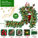 Christmas Garland, 12FT Prelit Christmas Garland with 100 LED Lights, Greenery Xmas Garland with 20 Pine Cones 90 Red Berry Christmas Decoration for Indoor Outdoor Home Mantel Fireplace — 2