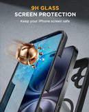 Miracase for iPhone 16 Case 6.1'', Full-Body Bumper Phone case with Built-in Full Glass Screen &Camera Control,No Gap,Compatible with MagSafe,Drop Proof 16 Cover,Black — 4