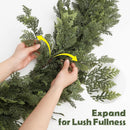 Pre-Lit Christmas Garland 9FT Decorations Real Touch Cedar Cypress Pine Greenery Artificial Green Christmas Garland with Lights for Mantle, Fireplace, Table, Stairs, Door, Indoor Outdoor Decorations — 8