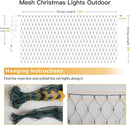 suddus 360 LED Christmas Net Light, Net Lights Outdoor,12ft x 5ft Bush Lights Outdoor Waterproof Connectable Green Wire for Bushes, Lamn, Trees, Christmas Decoration, Warm White — 8