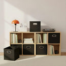 Household Essentials Foldable Fabric Storage Bins 6 Piece Set, Strong Poly-Woven Fabric, Sturdy Chipboard Sides, Grommet Front Handle, Stackable, Classic Design, Black — 5