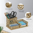 EasyPAG Desk Organizer 3 Compartment Pen Holder for Desk Office Supplies Caddy with Sticky Notes Holder for School Home, Gold — 3