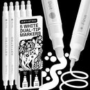 ARTISTRO White Dual-Tip Acrylic Paint Marker Pens - Set of 5 — 1