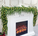 2Pcs 6 Ft Artificial Norfolk Pine Garland with 50 LED Lights,Winter Pine Christmas Garland with Lights,Real Touch Faux Greenery Garland for Mantle Fireplace,Table,Window,Outdoor Christmas Decorations — 1