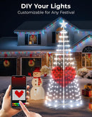 8FT Outdoor Christmas Tree Decorations Smart App Control, DIY Patterns Prelit Multicolor Outdoor Christmas Tree Light Show, Waterproof Magical String Lights with Remote Music Timer for Yard — 2