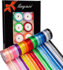 LIUYAXI 3/8 Inch Satin Ribbon Set – 20 Rolls Rainbow Ribbon, 5 Yards Each (Total 100 Yards), Decorative Ribbon for Gift Wrapping, Crafts Hair Bows, Flower Bouquet, Wedding Party Decorat | 2/5"X100Yards — 1
