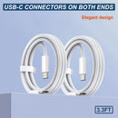 TOP-UP Braided USB C to USB C Cable 3.3FT 2 Pack, 60W PD Cord, White 3