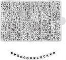 Quefe 1440pcs Acrylic Letter Beads White Cube Sorted Alphabet Bead — 1