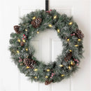 Glitzhome 24" D Pre-Lit Glittered Pine Cone Christmas Wreath with Warm White LED Lights and Timer for Front Door Wall Window Party Decor — 2