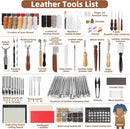 Leather Working Tooling Kit All-in-One Set Leatherworking Crafting Tools with Apron Custom Handbag Cutting Mats Stamping Engraving Punching Sewing Sanding Tools for Leather Making Repair Professional — 2