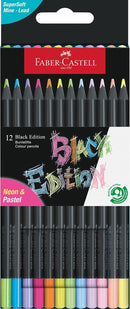 Faber-Castell Black Edition Colored Pencils, Neon & Pastel Colors | Neon + Pastel | 12 Count (Pack of 1) — 1