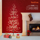 Alpine Corporation 71" Tall Flocked Artificial Brown Christmas Tree with 296 Warm White LED Lights, Indoor/Outdoor Holiday Decoration — 6