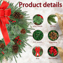 26 Inch Christmas Wreath Decorations,Artificial Wreaths with 50 LED Lights 8 Modes & Timer & Remote Control,144 PVC Tips,Large Red Bow,Pine Cones,Berries for Front Door,Indoor/Outdoor Holiday Decor — 3