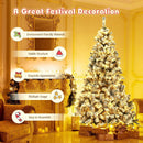 Goplus 7.5ft Pre-Lit Artificial Christmas Tree, Premium PVC Snow Flocked Hinged Pine Tree with Metal Stand and LED Lights, Perfect Xmas Decoration for Indoor and Outdoor — 6