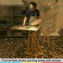 MEEDEN Versatile Studio H-Frame Easel - All Media Adjustable Beech Wood Studio Easel, Painting Floor Easel Stand, Movable and Tilting Flat Available, Holds Canvas Art up to 77" | Natural — 6