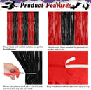 ZATAYE 2 Pack Black Red Halloween Foil Curtain Streamer Decorations | 2 PCS — 4