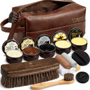 Shoe Care Kit – 16-in-1 Leather Shoe Polish, Cleaning & Conditioning Kit with Saddle Soap & Mink Oil – Black/Brown/Neutral Shoe Polish, 3 Horsehair Brushes – Premium Storage Bag – Gift for Men & Women — 1