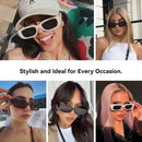 Rectangle Sunglasses for Women Men Trendy Y2K 90s Square Sun Shades UV400 | White — 3