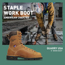 Danner 8” Quarry USA Waterproof Work Boots for Men - Full-Grain Leather with Gore-Tex, 3-Density Cushion Footbed & Traction Heel Outsole, EH Resistant - Distressed Brown — 3