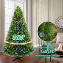 360° Rotating Prelit Christmas Tree 6.5ft - Musical Artificial Christmas Tree with Remote Control, 1036 PE & PVC Mixed Tips, 8 Modes 340 Multicolor LED Lights for Holiday Decor — 5