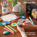 Shuttle Art Automatic Ink Control Acrylic Paint Markers, 24 Pastel Colors Brush Tip Acrylic Paint Pens for Rock Painting, Ceramic, Wood, Canvas, Glass, Stone, Fabric, Card Making, DIY Football Crafts | 1 Count (Pack of 24) — 8