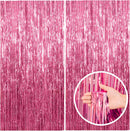 2 Pack Pink Backdrop Party Decorations Tinsel Curtain Party Backdrop Foil Fringe Birthday Decorations Photo Booth Streamer Backdrop Pink Theme Bachelorette Graduation Decor | 39.4"w X 78.7"l (Pack of 2) — 1