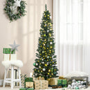 HOMCOM Noble Fir Artificial Pencil Christmas Tree Prelit 6' Green — 2
