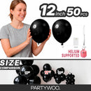PartyWoo Black Balloons 50pcs Matte Latex Helium Balloons 12 Inch | Black-y18 — 6