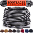 Miscly Round Boot Laces [1 Pair] Heavy Duty and Durable Shoelaces for Boots, Work Boots & Hiking Shoes | Grey/Black — 1
